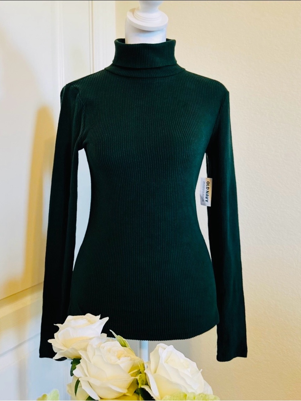 Old Navy Forest Green Ribbed Turtleneck Sweater Size S